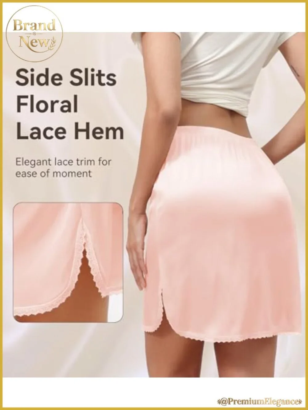 WiWi Women's Half Slip Under Dress Silky Underskirt Satin Lace Trim S-XXL